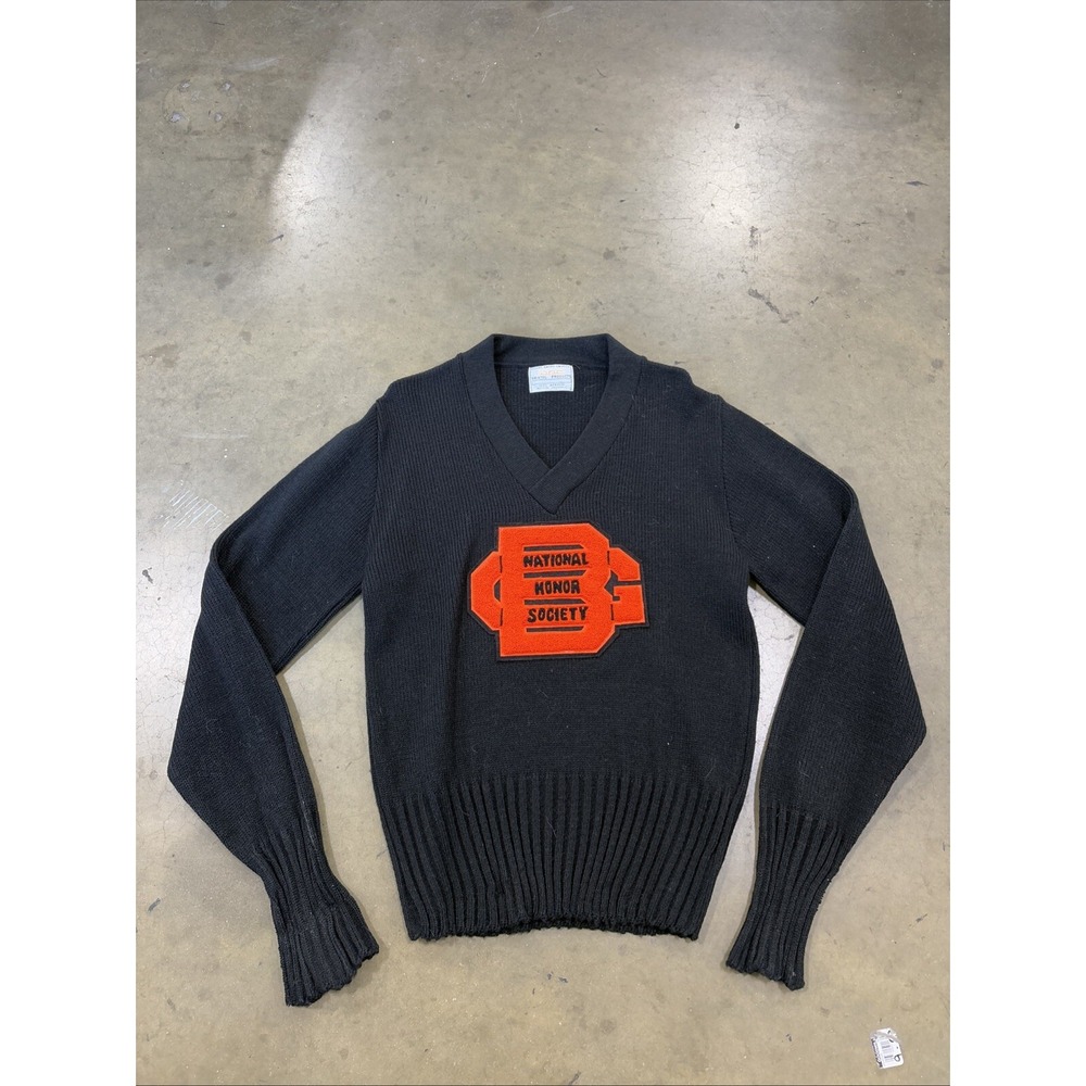 Vintage 60s 70 BRISTOL PRODUCTS Sweater 36 Chest National Honors Society Acrylic